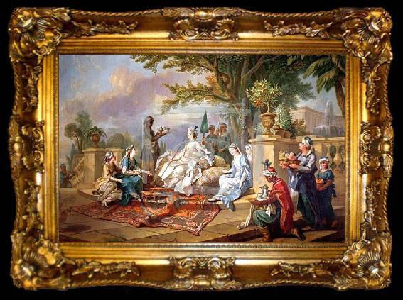 framed  Charles-Amedee-Philippe van Loo Sultana Served by her Eunuchs, ta009-2